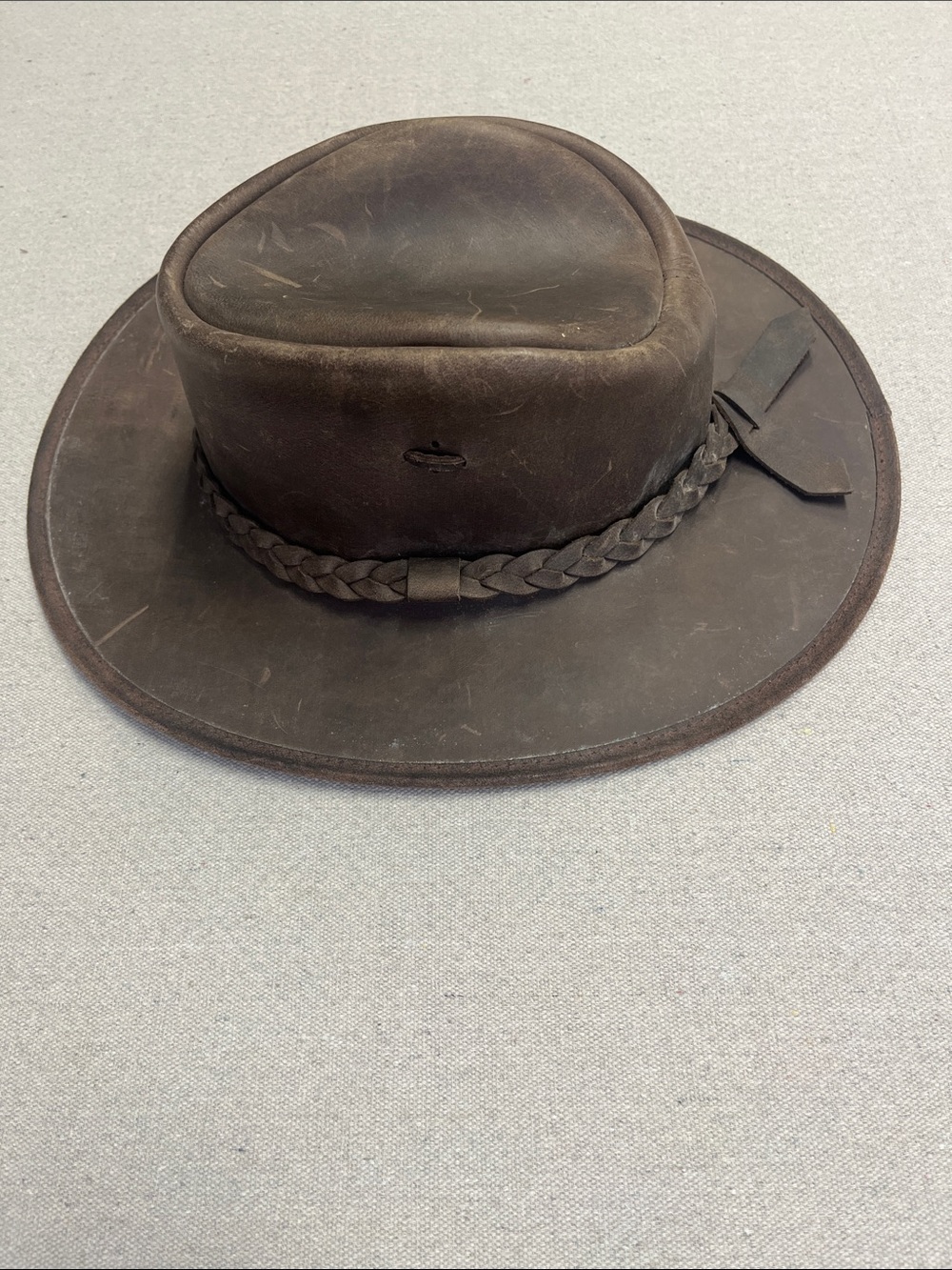 Down Under Australia Brown Leather Outback Cowboy Hat Size Small - Picture 6 of 16